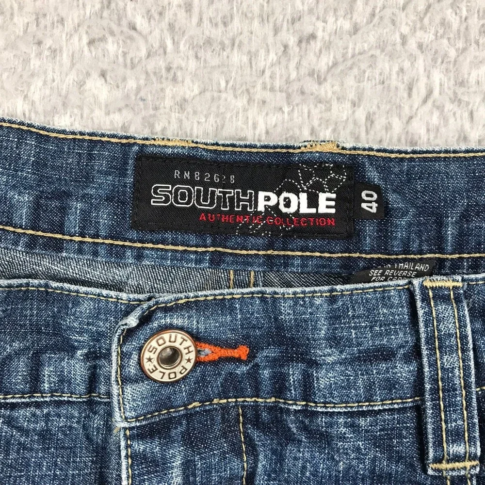 Vtg Southpole Jeans Mens 40 (39x32) Baggy Patches Distressed Y2K Hip Hop Skater